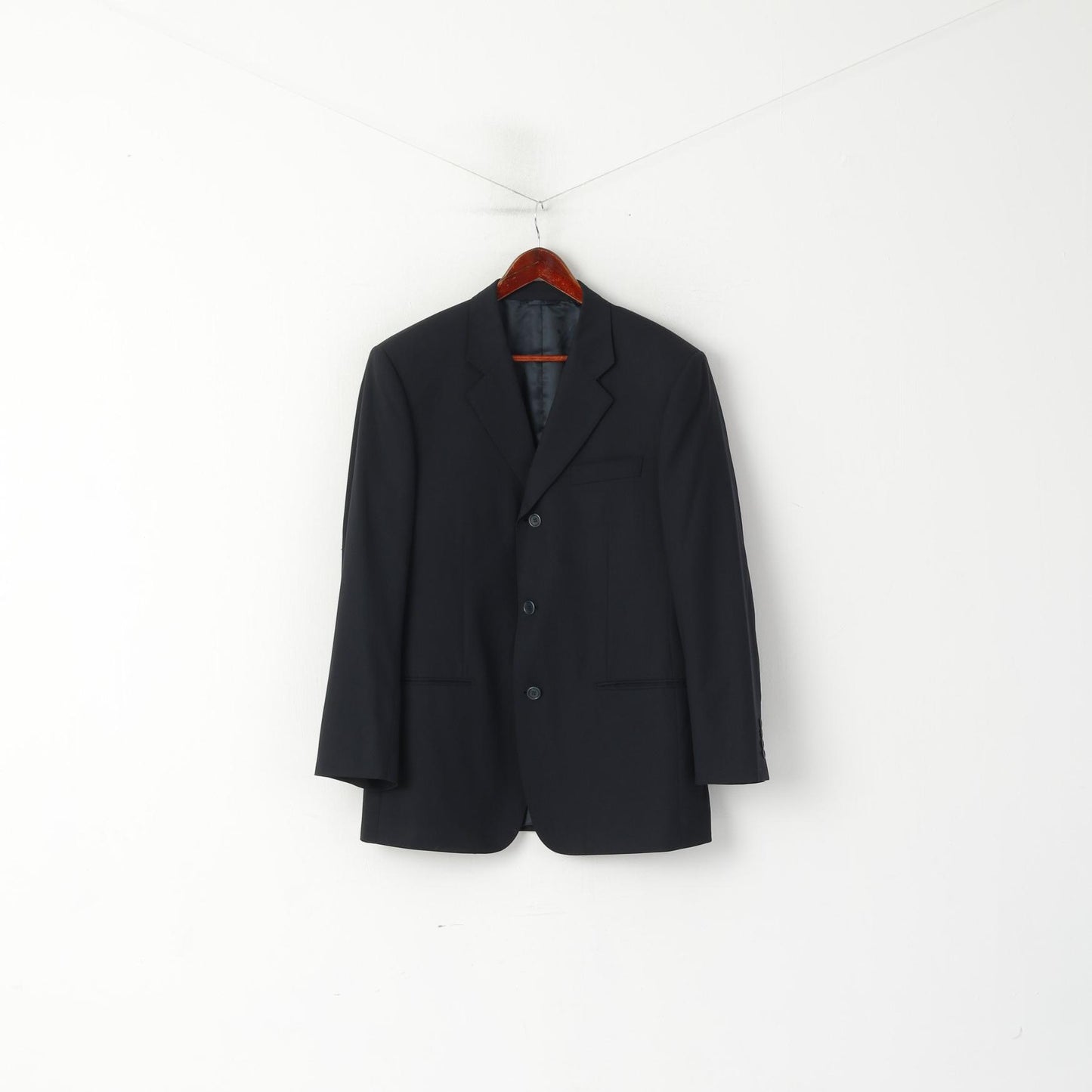 Pierre Cardin Men 50 40 Blazer Navy Wool Vintage Single Breasted Jacket