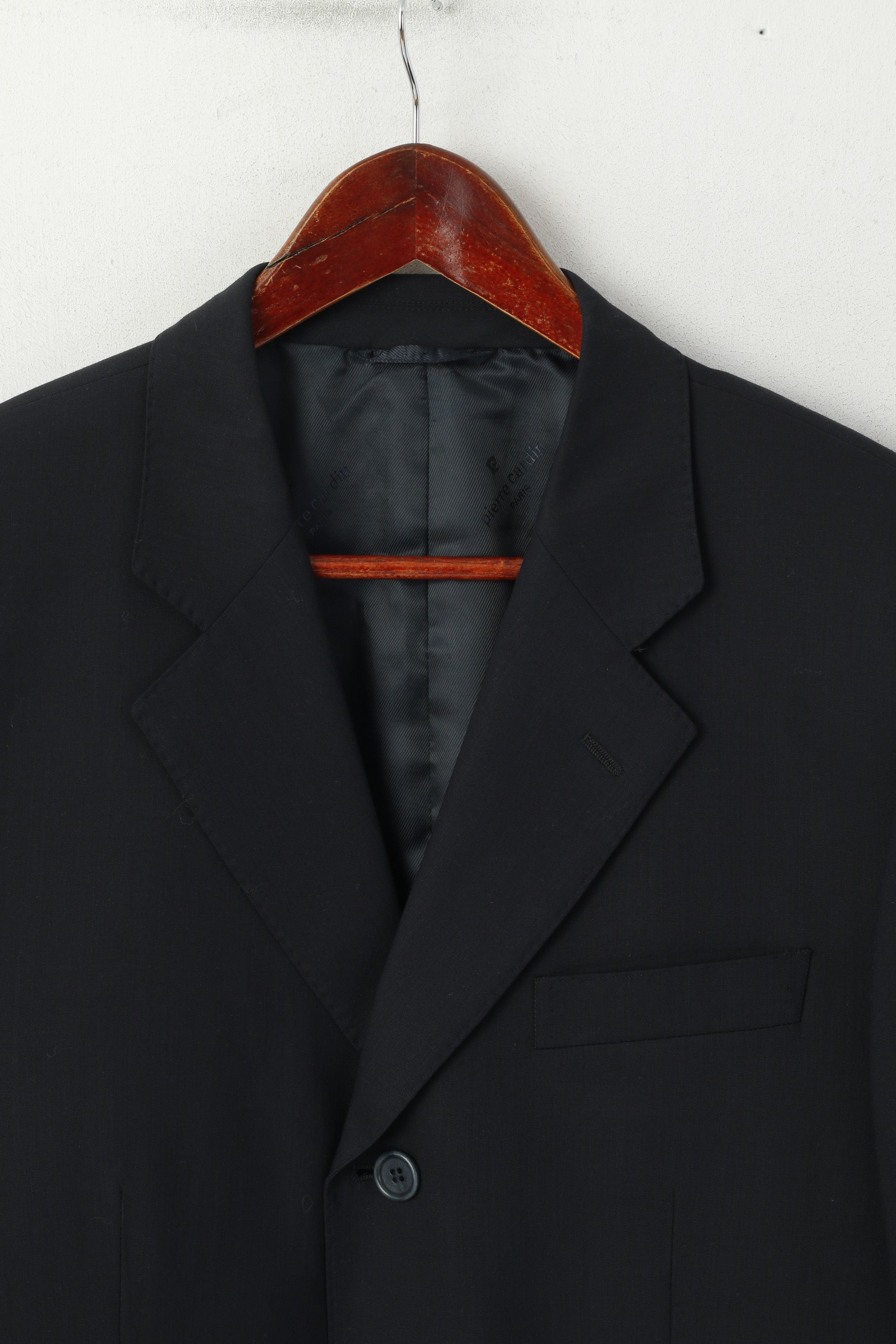 Pierre Cardin Men 50 40 Blazer Navy Wool Vintage Single Breasted Jacket