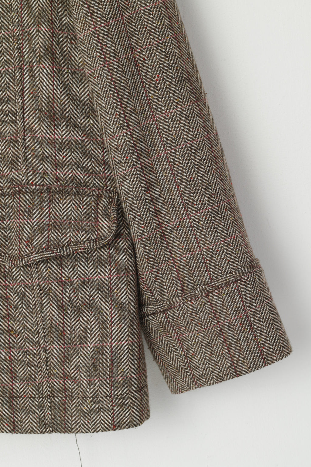 Calvin Klein Jeans Veste XL pour homme en laine marron à chevrons doux à simple boutonnage