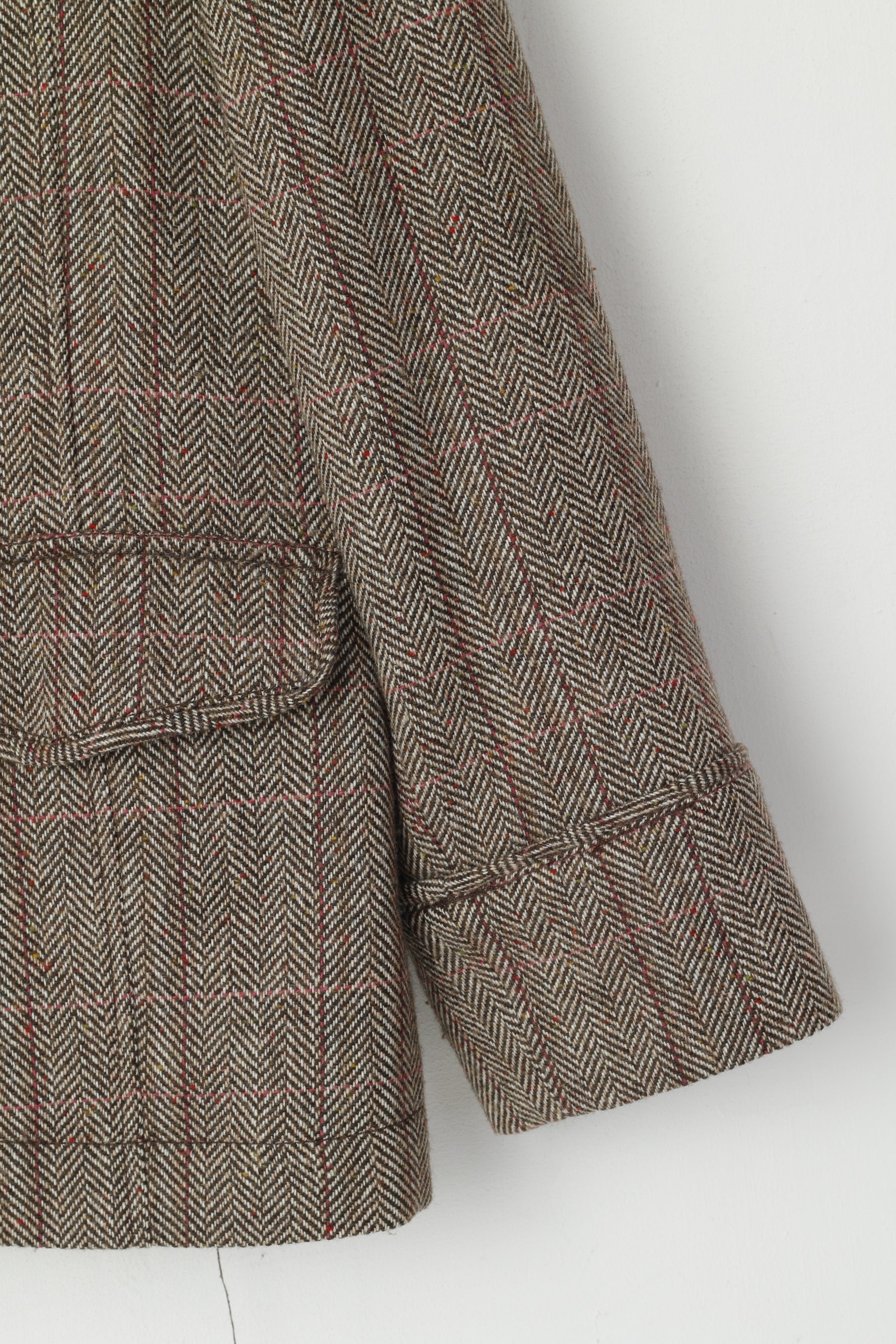 Calvin Klein Jeans Veste XL pour homme en laine marron à chevrons doux à simple boutonnage