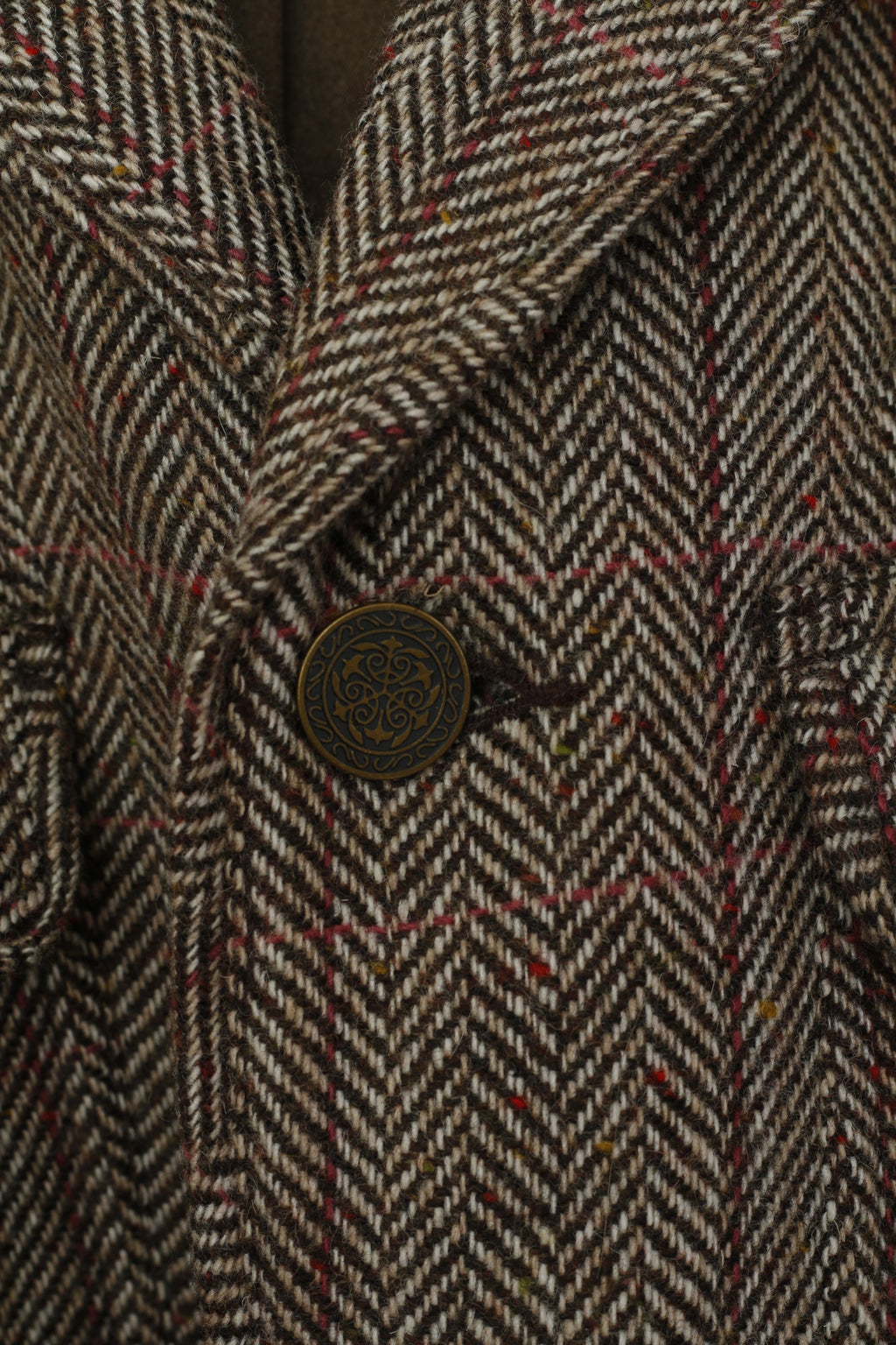 Calvin Klein Jeans Veste XL pour homme en laine marron à chevrons doux à simple boutonnage