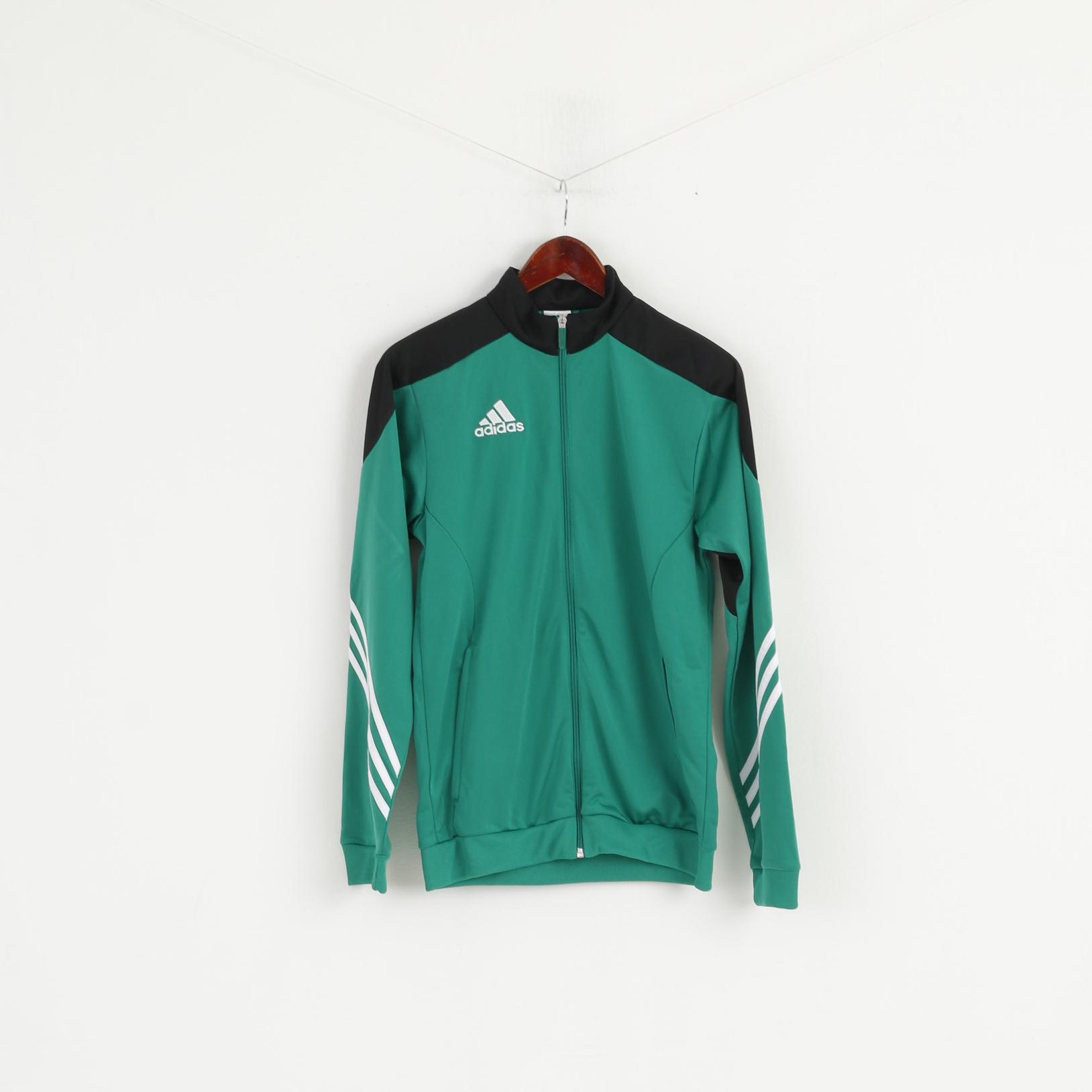 Felpa Adidas da uomo verde lucida slim fit con cerniera intera classica