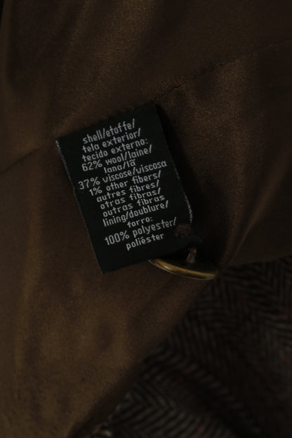 Calvin Klein Jeans Veste XL pour homme en laine marron à chevrons doux à simple boutonnage