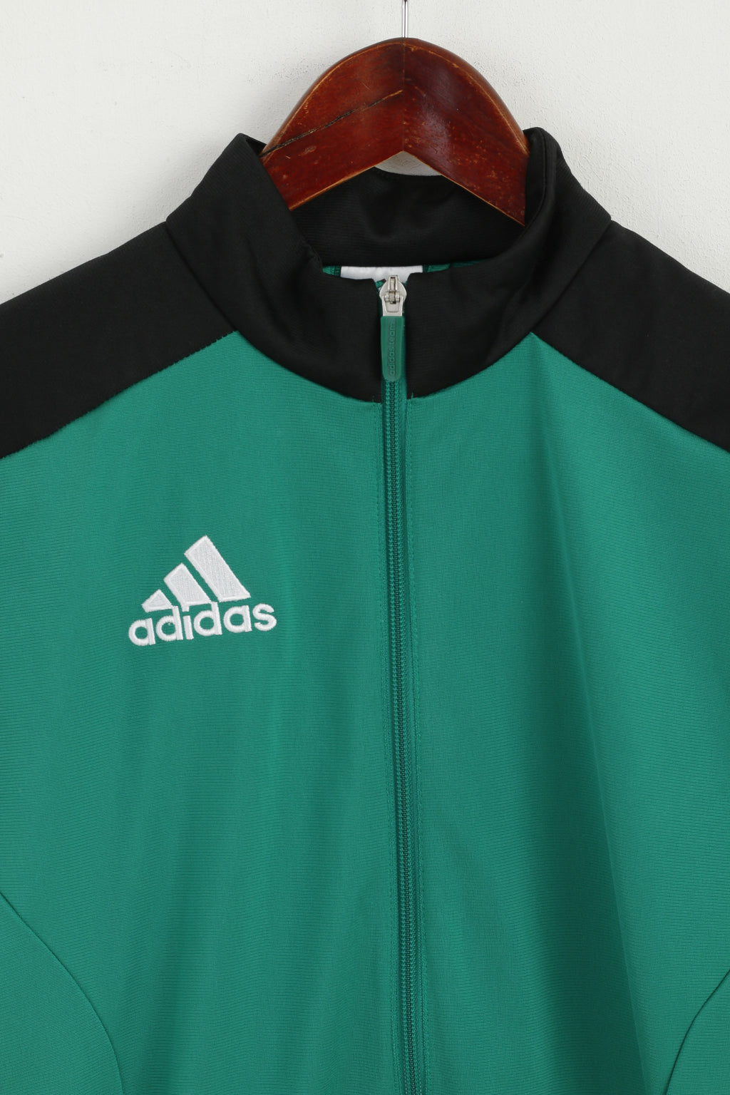Felpa Adidas da uomo verde lucida slim fit con cerniera intera classica