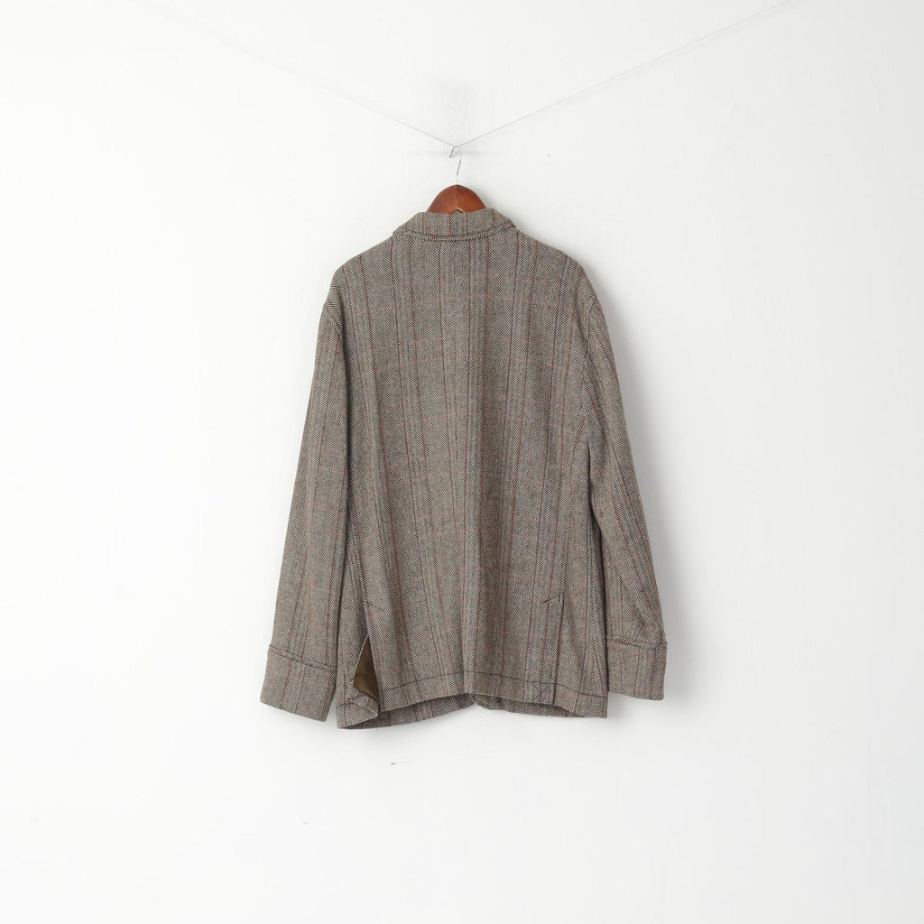 Calvin Klein Jeans Veste XL pour homme en laine marron à chevrons doux à simple boutonnage