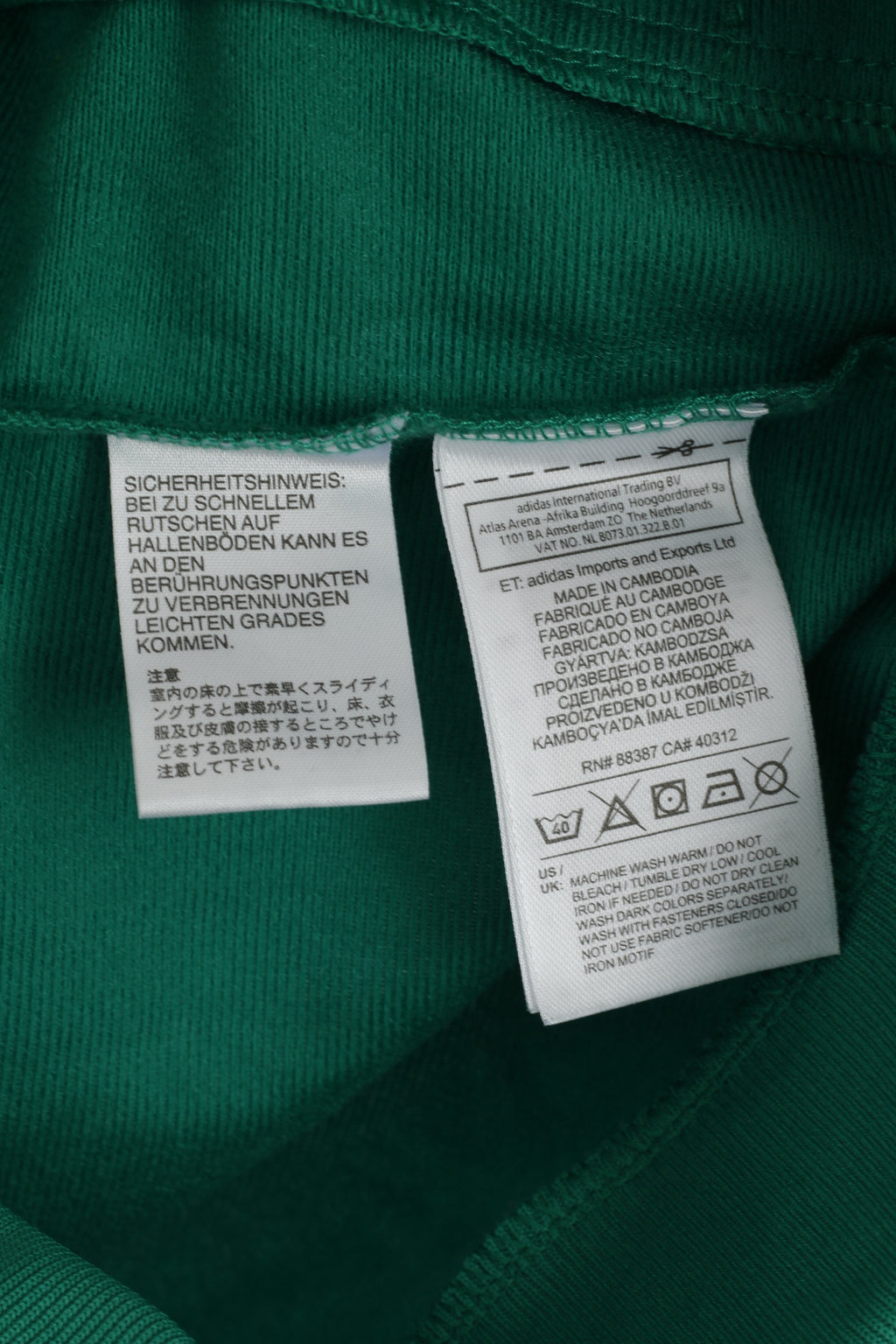 Felpa Adidas da uomo verde lucida slim fit con cerniera intera classica