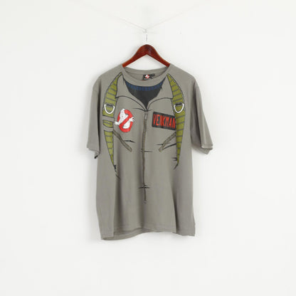 T-shirt XXL da uomo George Ghostbusters Top Venkman con grafica in cotone grigio