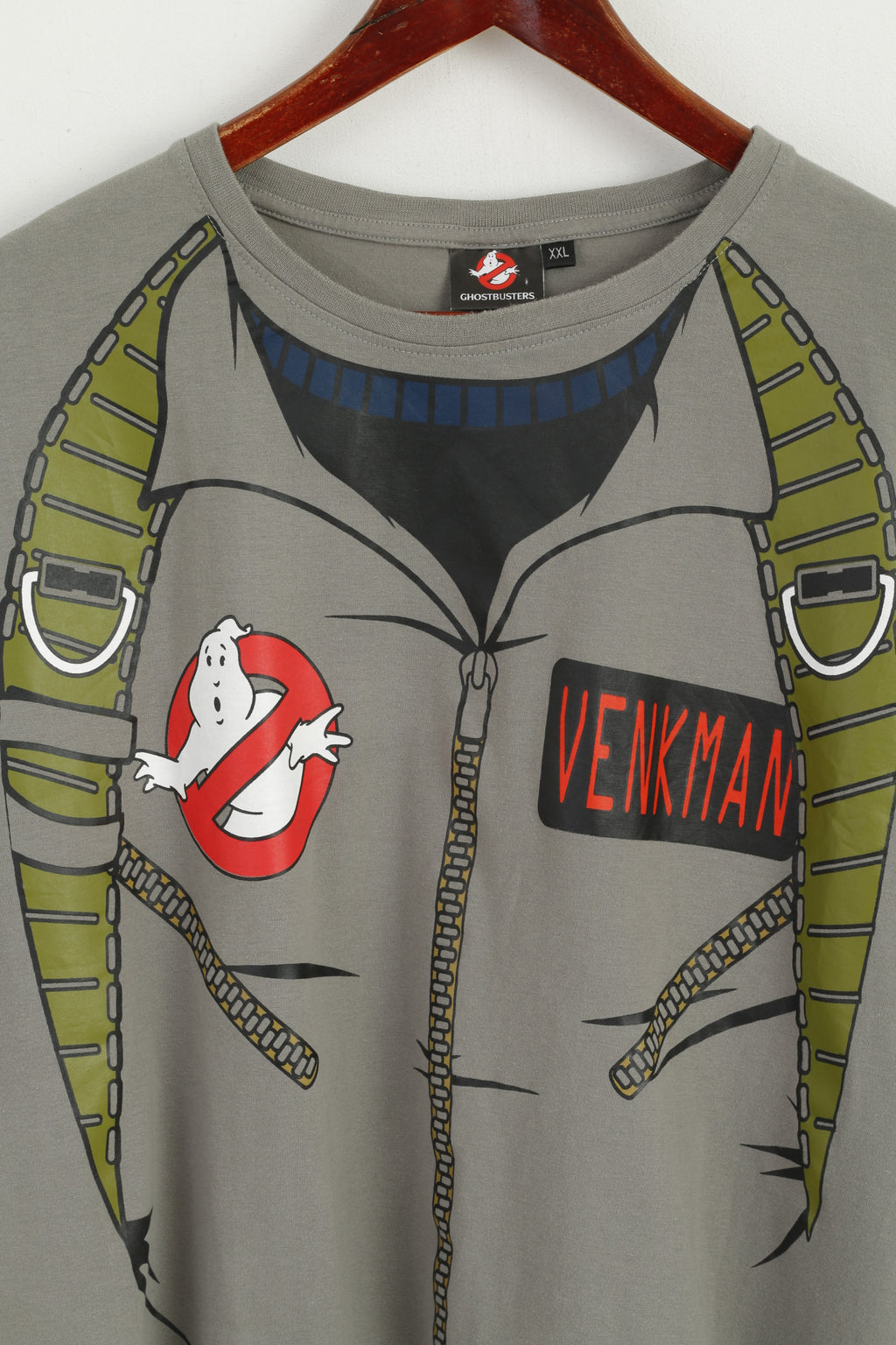 George Ghostbusters Men XXL T-Shirt Grey Cotton Graphic Venkman Top