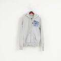 Hilfiger Denim Men M Sweatshirt Grey Cotton Hoodie Full Zipper