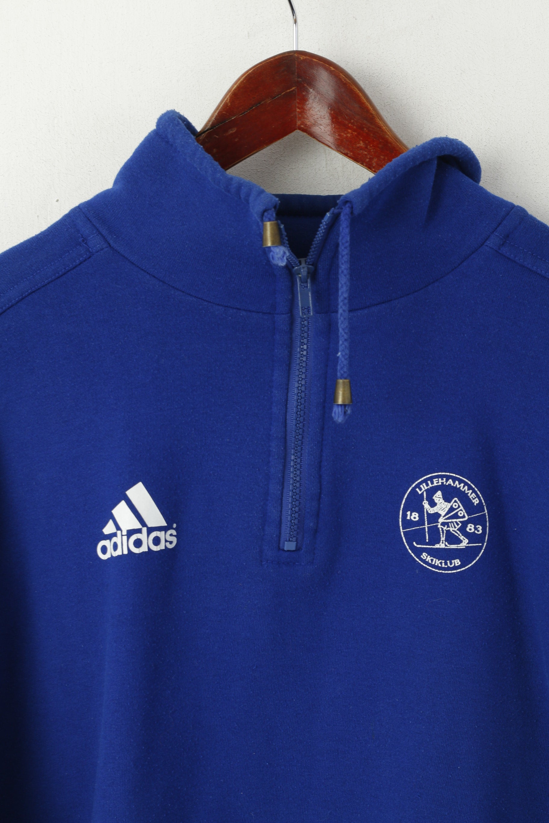 Vintage Men L Sweatshirt Blue Cotton Lillehammer Ski Klub Inga-Lami 2002 Top