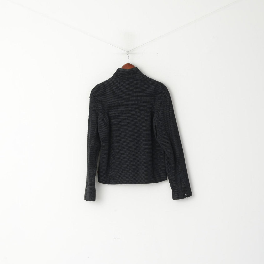 Alpraush Women L Jacket Black Full Zipper Swiss Nylon Waterproof Crinkled Outdoor Top