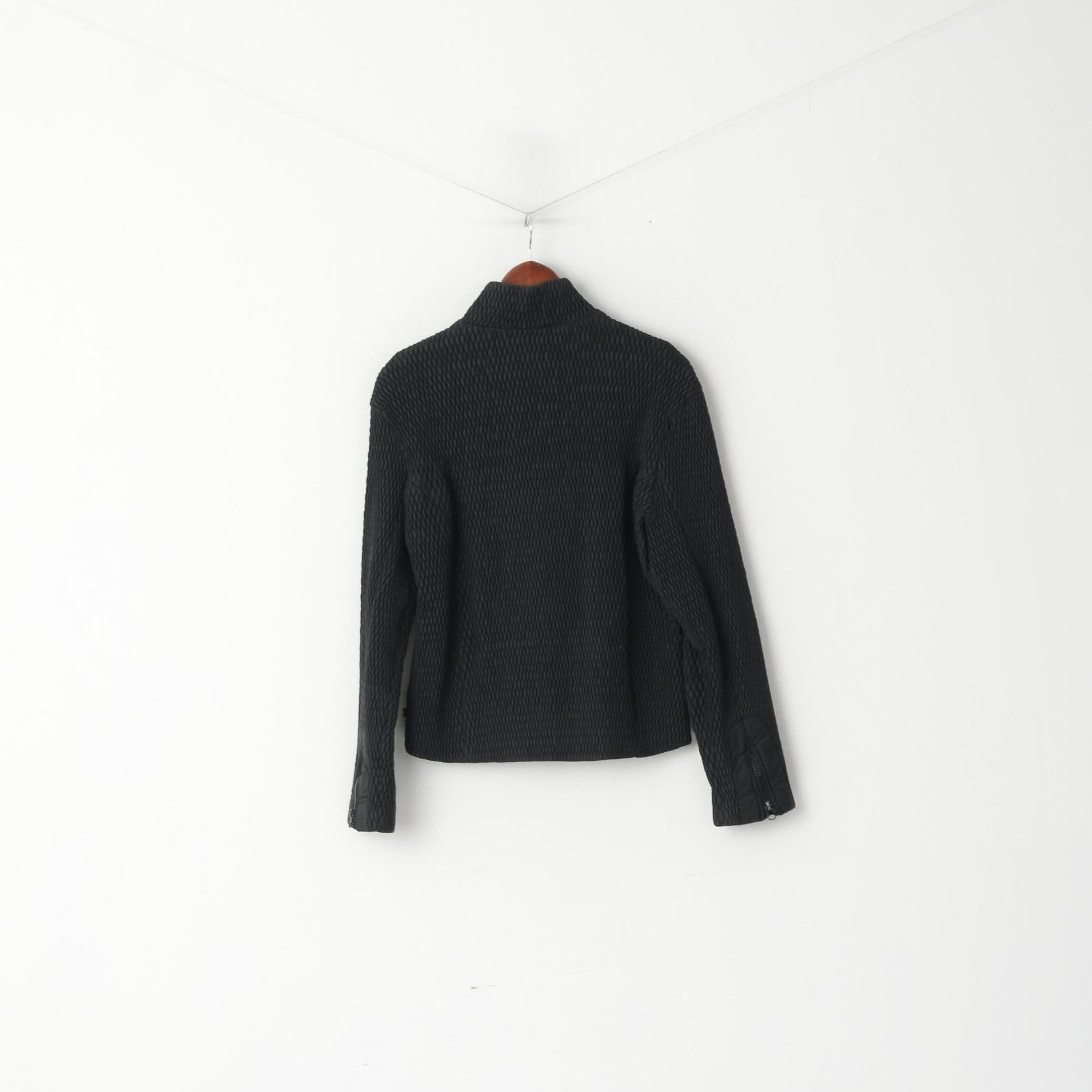 Alpraush Women L Jacket Black Full Zipper Swiss Nylon Waterproof Crinkled Outdoor Top