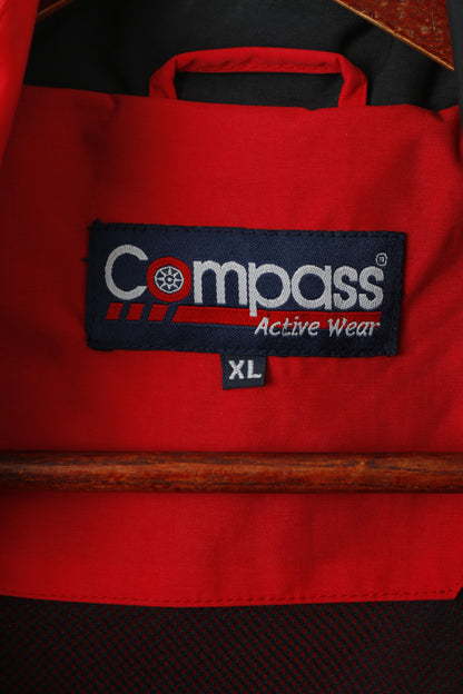 Compass Men XL Jacket Red Vintage Active Wear Full Zipper Outdoor Parka Top