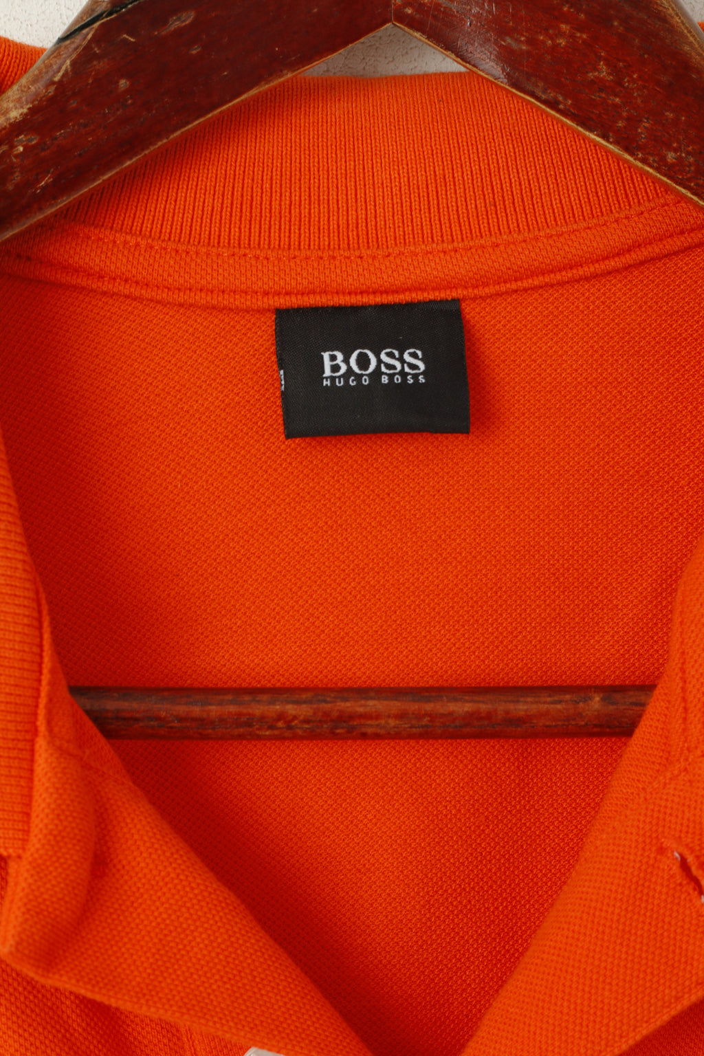 Hugo Boss Hommes S Polo Orange Coton Boutons Détaillés Classique Haut Uni