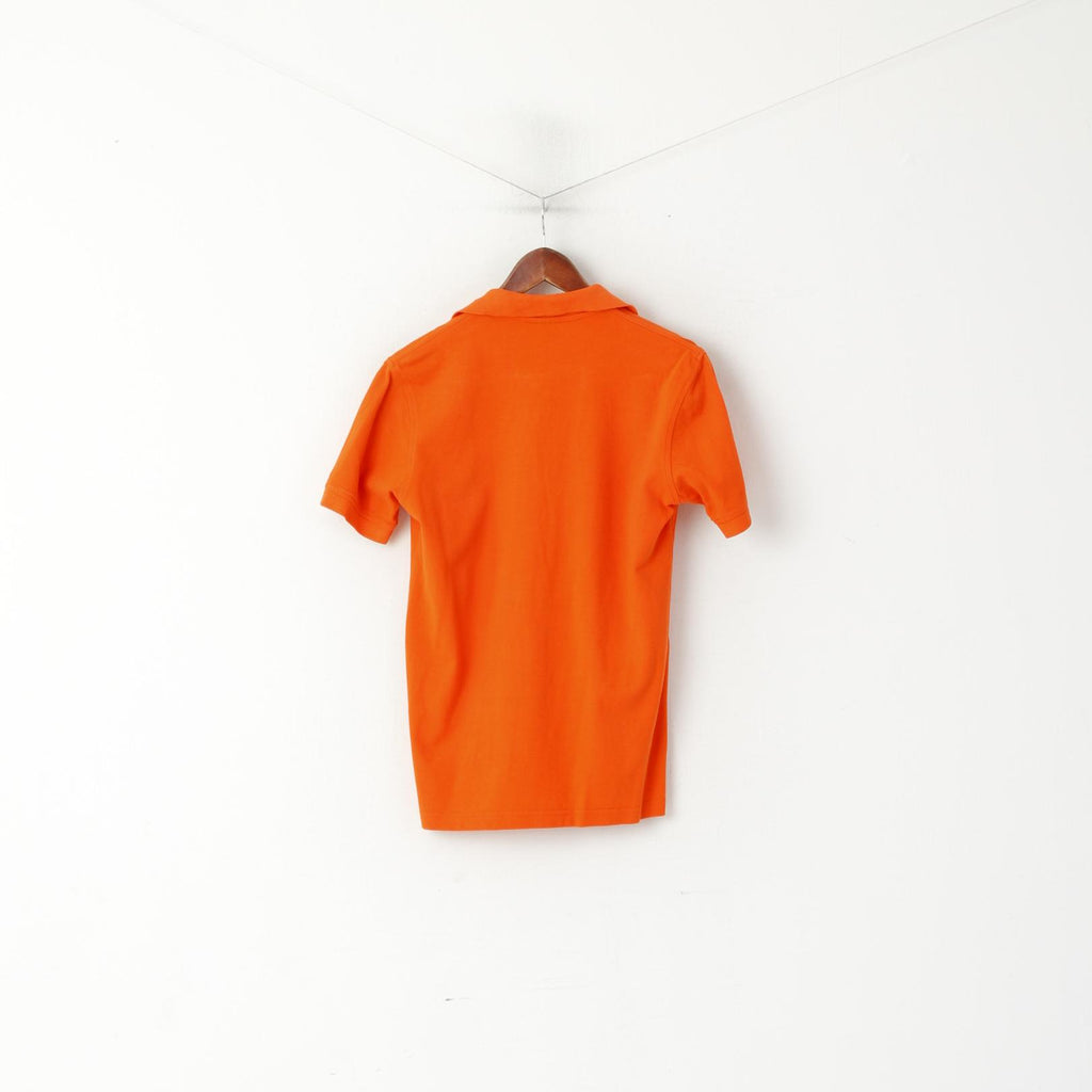 Hugo Boss Hommes S Polo Orange Coton Boutons Détaillés Classique Haut Uni