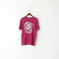Quiksilver Mes XL T-Shirt Maroon Cotton Graphic Crew Neck Été