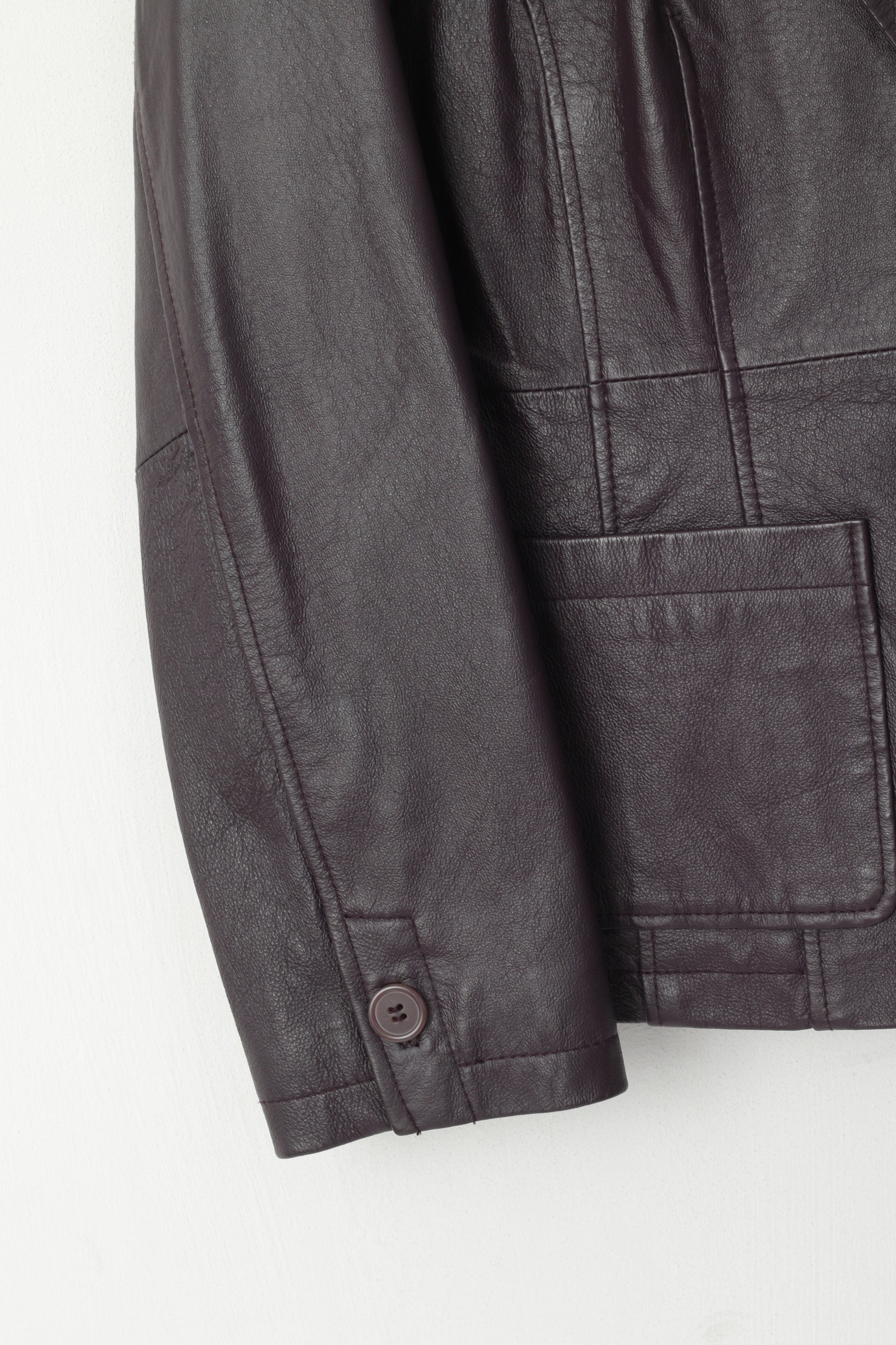 Centigrade Veste Femme Prune 100% Cuir Classique Blazer Simple Boutonnage Haut