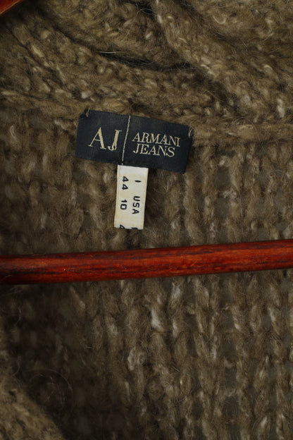 Armani Jeans Women 14 40 M Jumper Khaki Plaited Knit Mohair Asymmetric Sweater