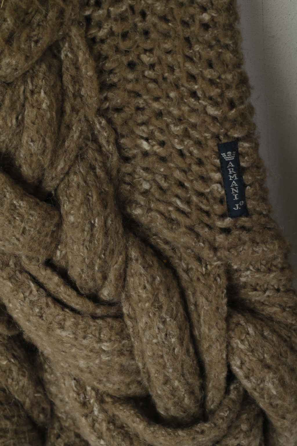 Armani Jeans Femmes 14 40 M Pull Kaki Tressé Tricot Mohair Pull Asymétrique