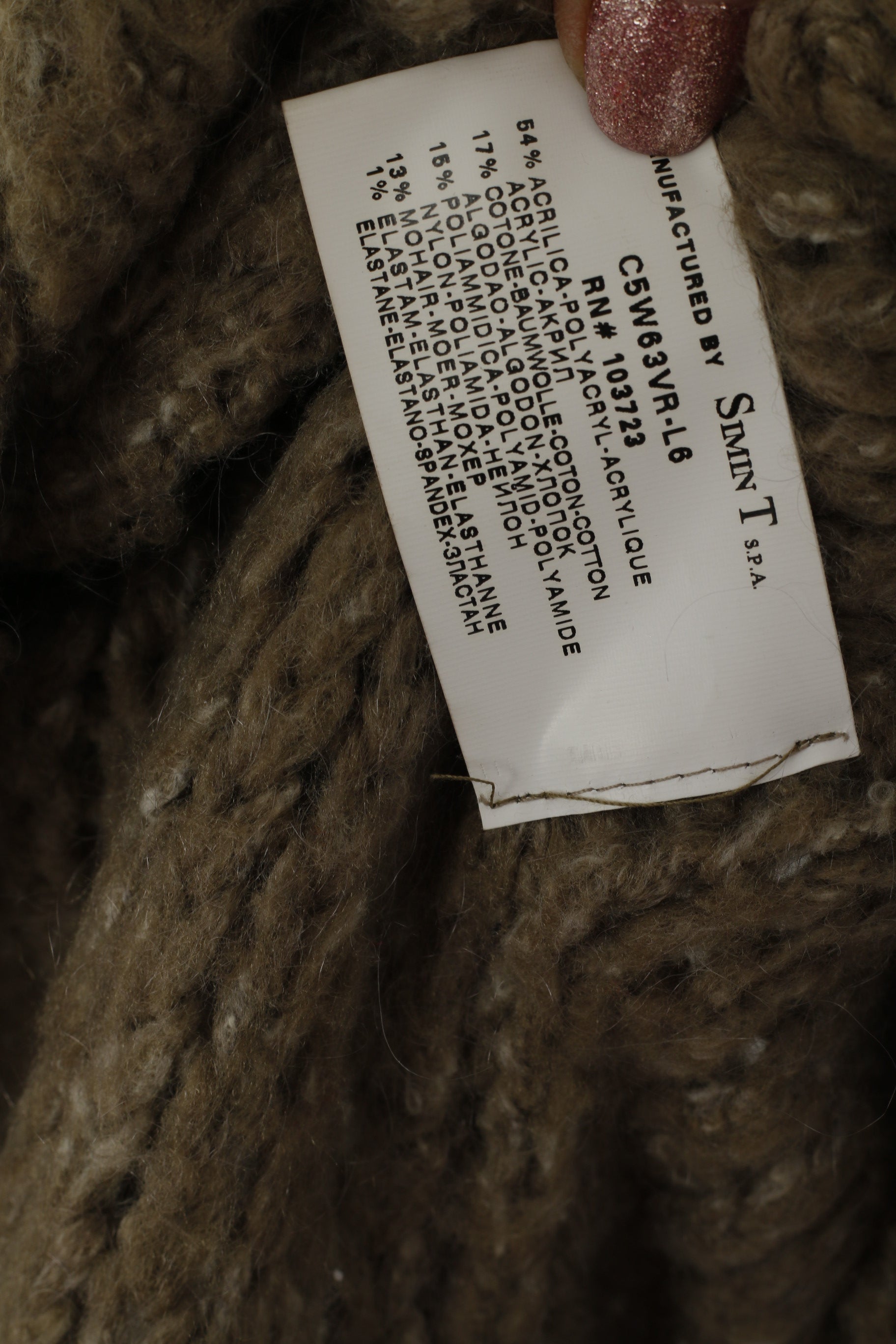 Armani Jeans Femmes 14 40 M Pull Kaki Tressé Tricot Mohair Pull Asymétrique