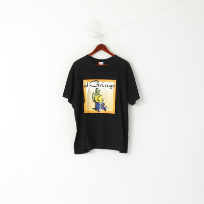 Clique Men XXL T-Shirt Black Cotton El Gringo Graphic Crew Neck Soft Top