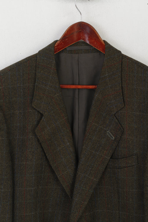Boecker Men 46 Blazer Green Mister's Jacket Veste vintage en laine écossaise à simple boutonnage