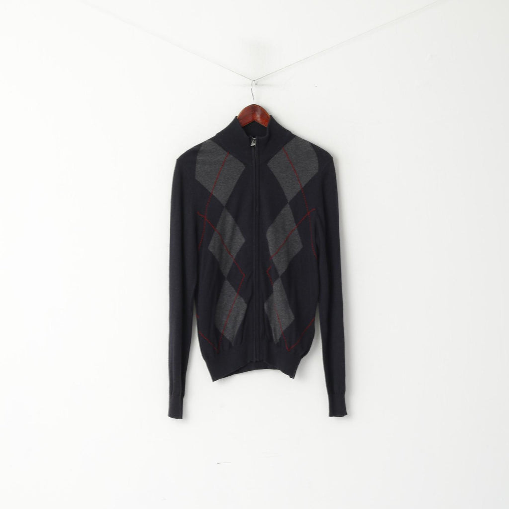 Calvin Klein Jeans Pull à fermeture éclair en coton et laine mélangée pour homme Bleu marine