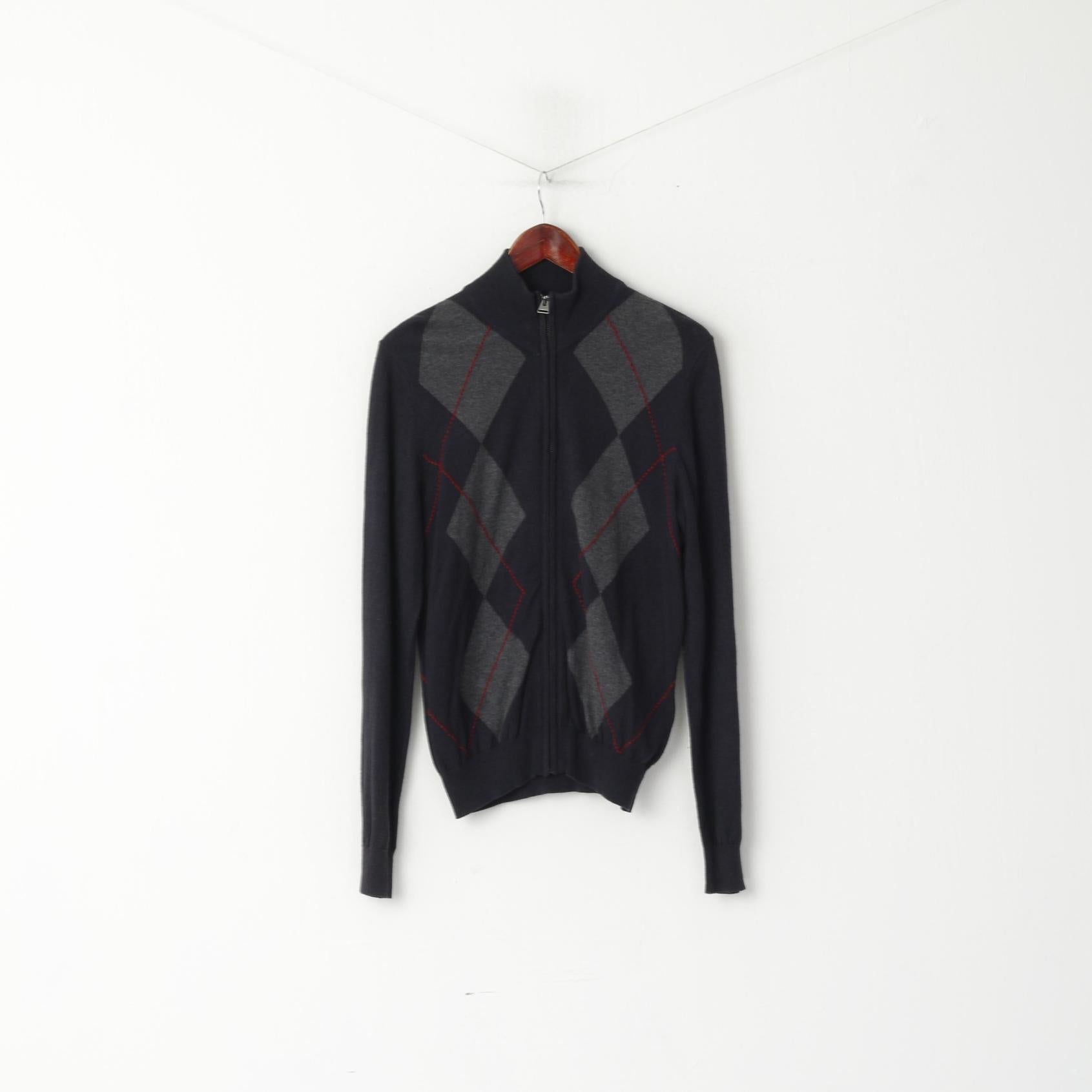 Calvin Klein Jeans Pull à fermeture éclair en coton et laine mélangée pour homme Bleu marine