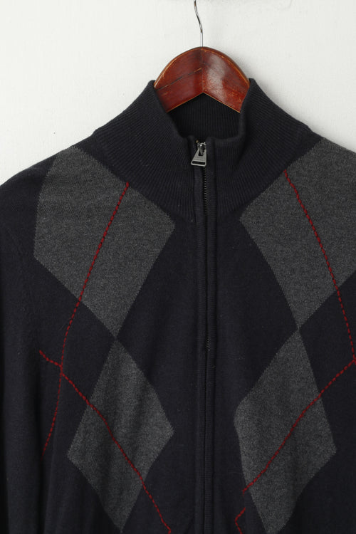 Calvin Klein Jeans Pull à fermeture éclair en coton et laine mélangée pour homme Bleu marine