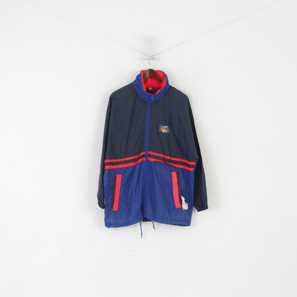 Brugi Veste pour homme en nylon bleu marine imperméable style vintage en Italie avec capuche cachée