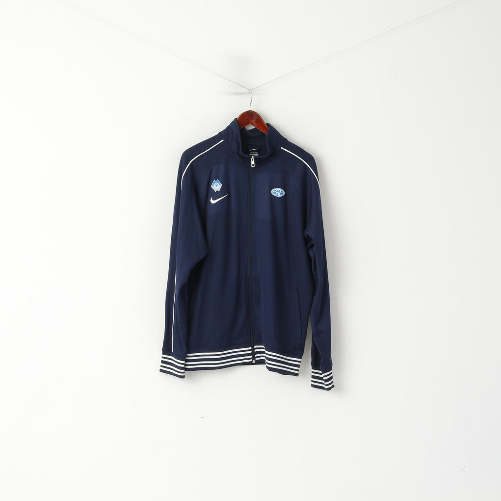 Nike Men XL Sweatshirt Navy Cotton MFK Molde Football Sport Full Zipp Track Top