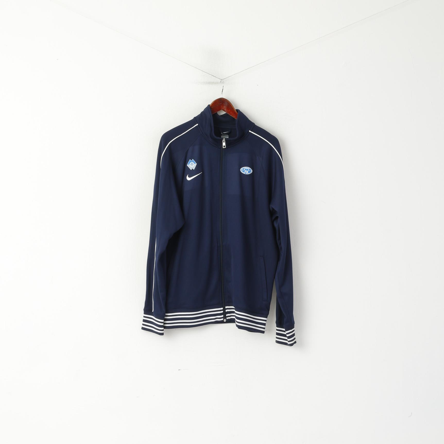 Nike Men XL Sweatshirt Navy Cotton MFK Molde Football Sport Full Zipp Track Top