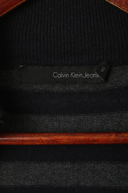 Calvin Klein Jeans Men S Jumper Navy Cotton Wool Blend Diamond Zip Up Sweater