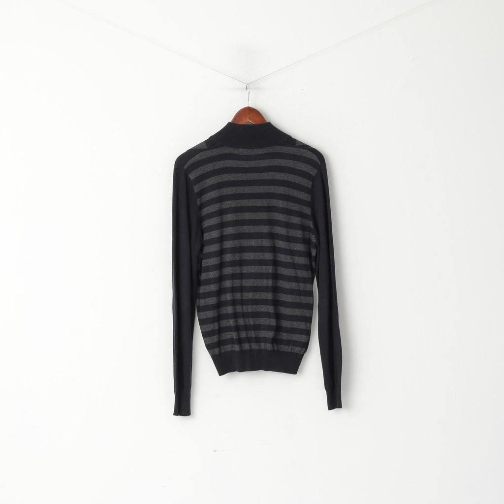 Calvin Klein Jeans Pull à fermeture éclair en coton et laine mélangée pour homme Bleu marine