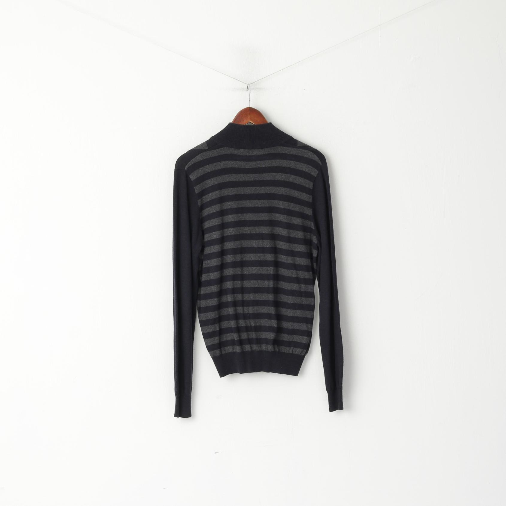 Calvin Klein Jeans Pull à fermeture éclair en coton et laine mélangée pour homme Bleu marine