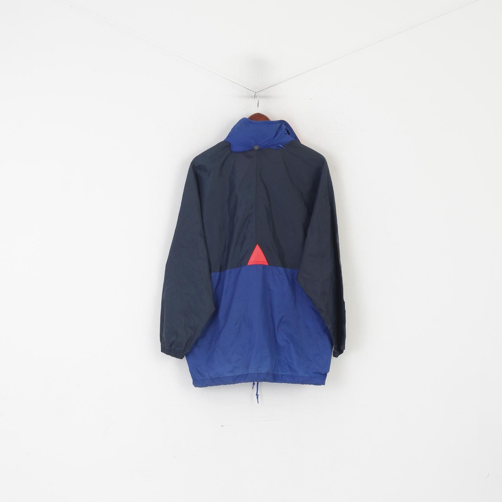 Brugi Veste pour homme en nylon bleu marine imperméable style vintage en Italie avec capuche cachée