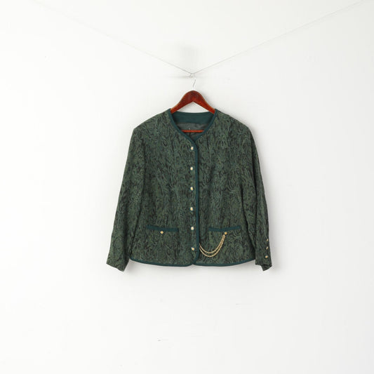 Creation Atelier GJ Women 24 XXL Blazer Green Viscosa Elegante giacca vintage con dettagli dorati