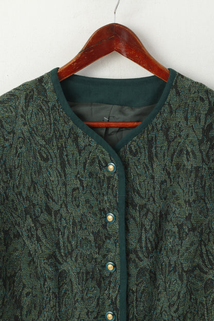 Creation Atelier GJ Women 24 XXL Blazer Green Viscosa Elegante giacca vintage con dettagli dorati