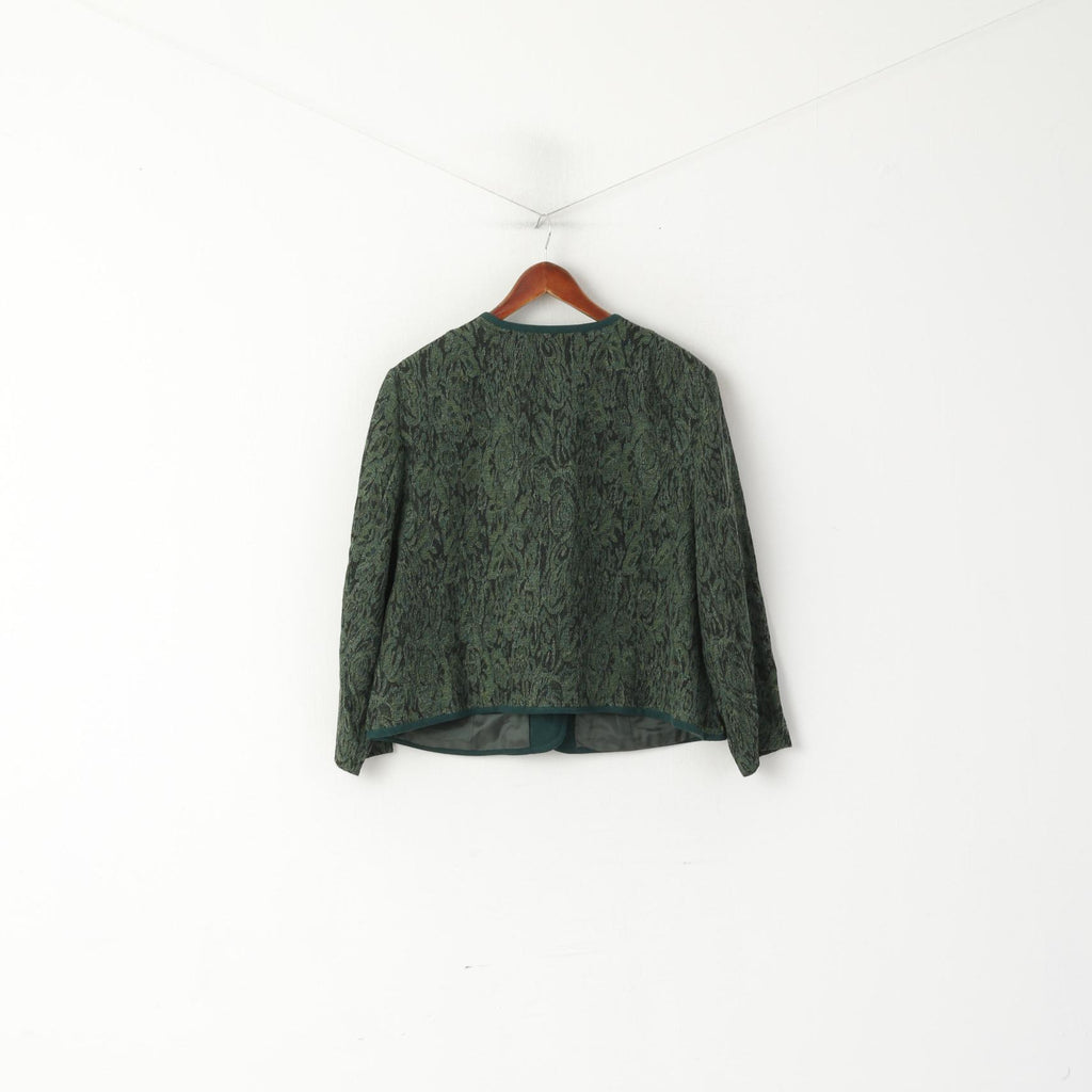 Creation Atelier GJ Women 24 XXL Blazer Green Viscosa Elegante giacca vintage con dettagli dorati