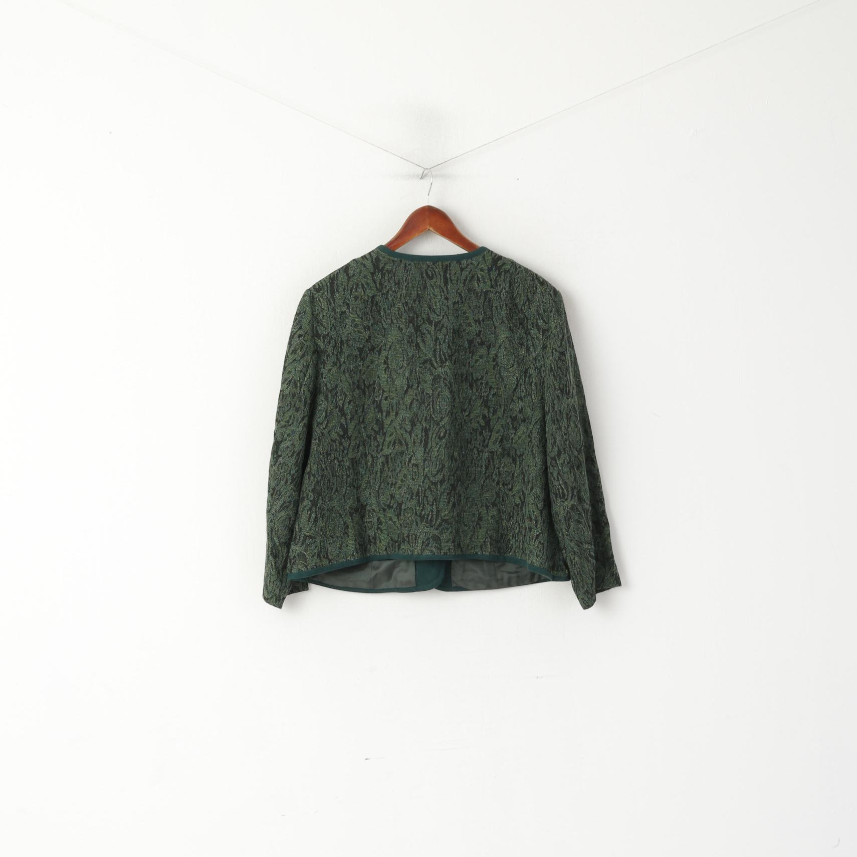 Creation Atelier GJ Women 24 XXL Blazer Green Viscosa Elegante giacca vintage con dettagli dorati