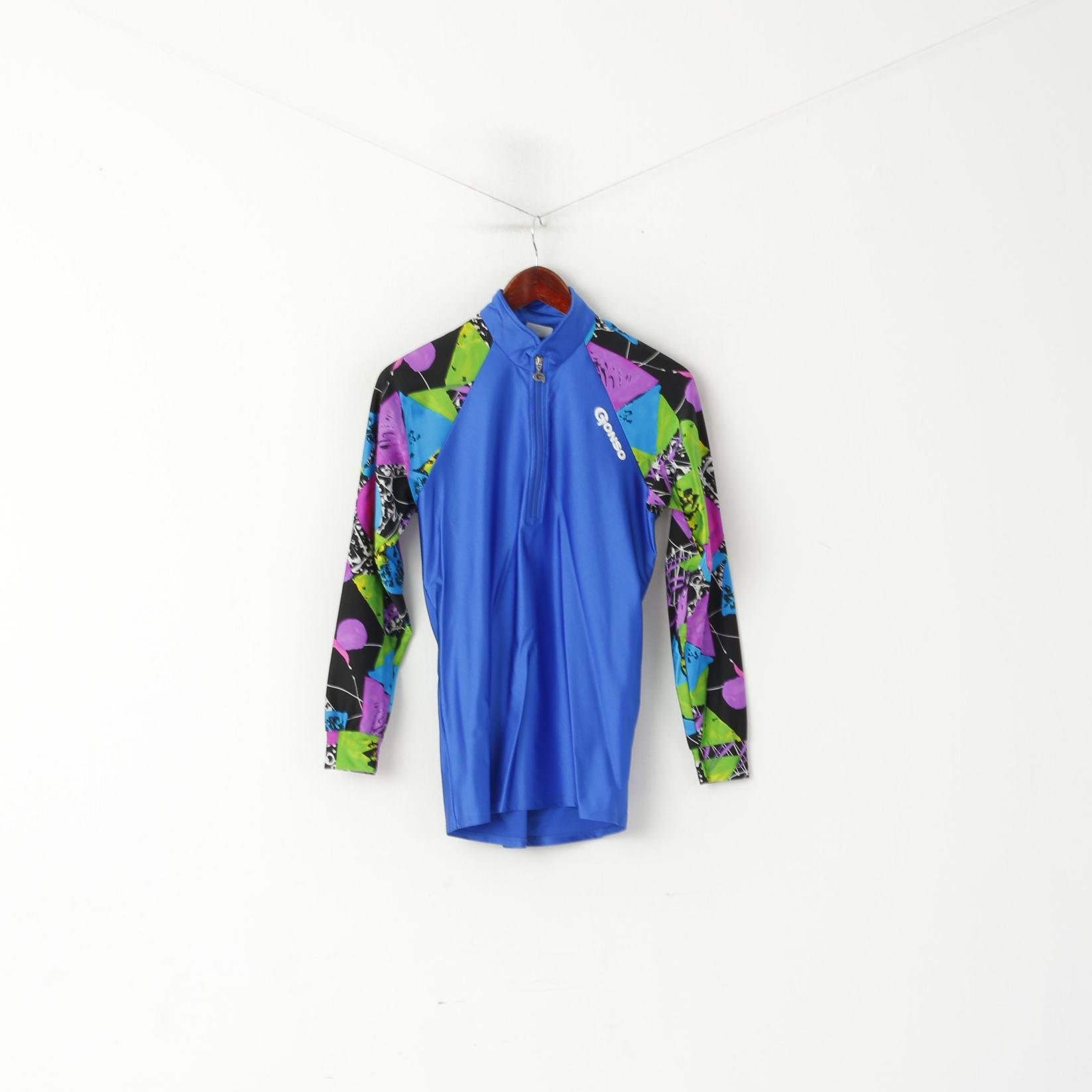 Gonso Chemise de Cyclisme pour Hommes Bleu Brillant Stretch Manches Longues Col Zip Jersey Haut de Cyclisme