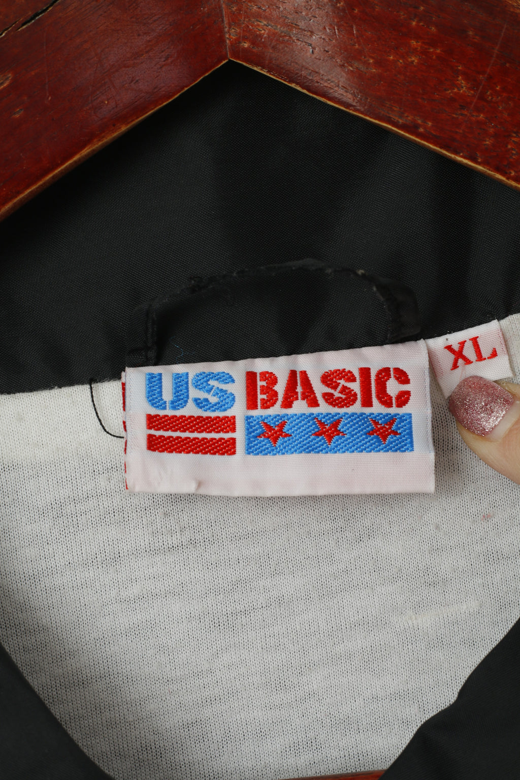 US Basic Men XL Jacket Black Scooter Lightweight Nylon Waterproof Snaps Top
