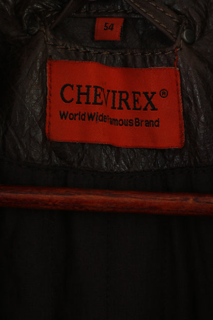 Chevirex Men 54 L Jacket Brown Leather Vintage Full Zipper Biker Jonny Bmont Top