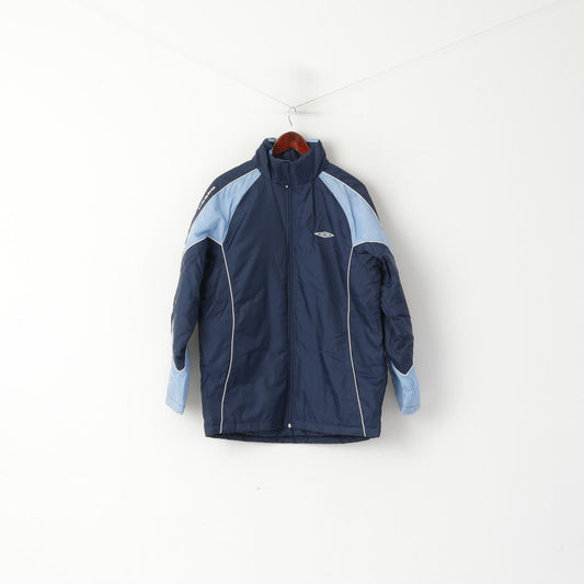 Umbro Veste Homme Bleu Vintage Nylon Imperméable Légèrement Rembourré Capuche Cachée Haut