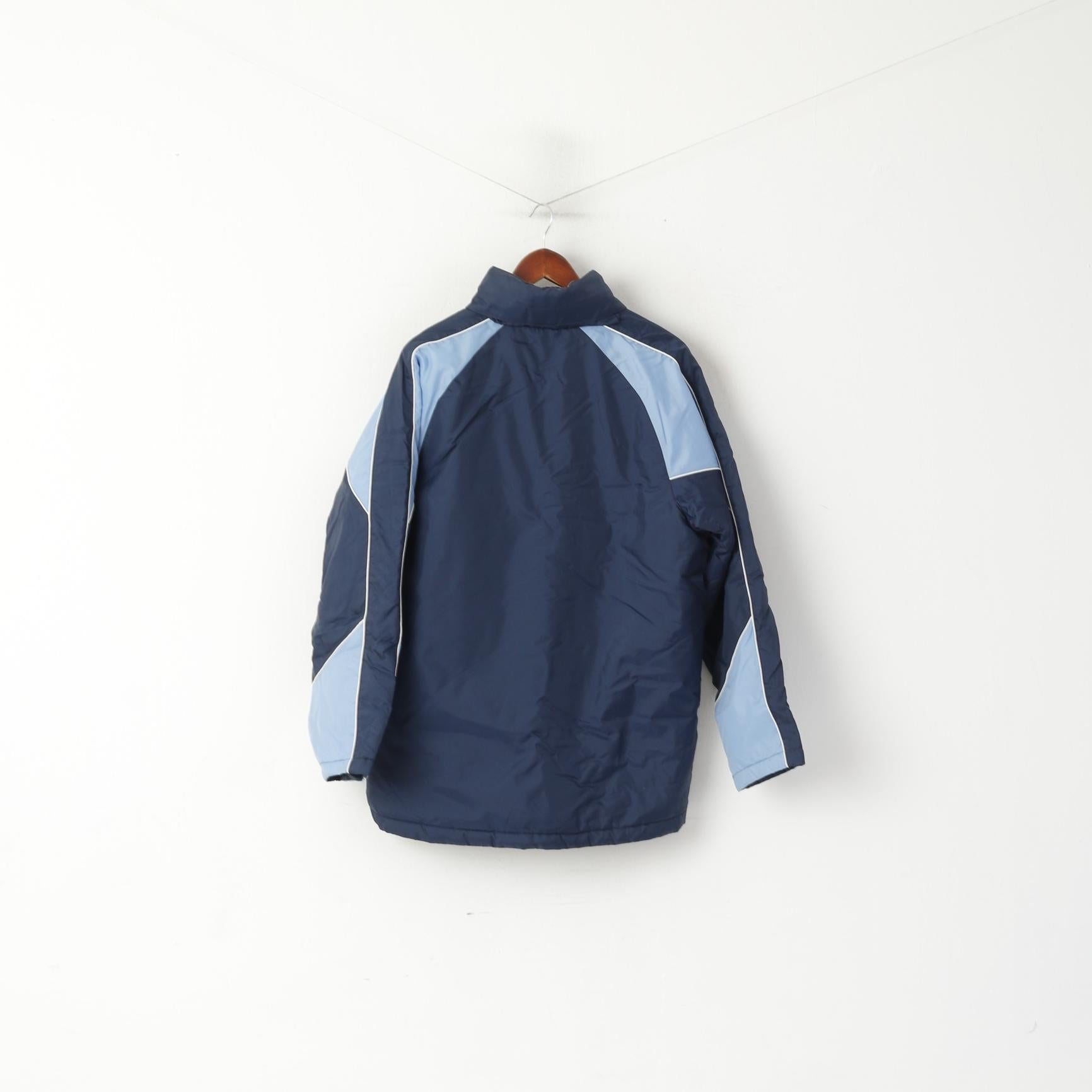 Umbro Veste Homme Bleu Vintage Nylon Imperméable Légèrement Rembourré Capuche Cachée Haut