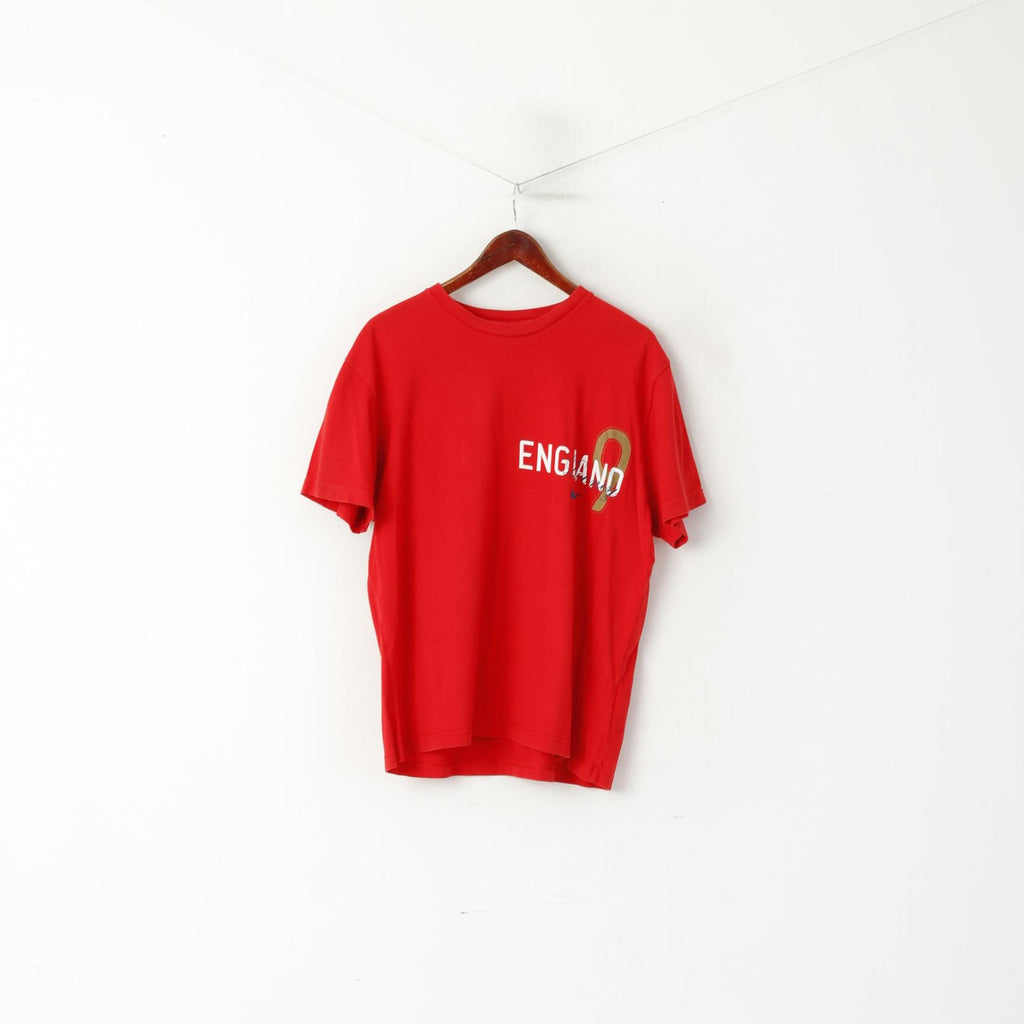 Maglia Nike da uomo XL in cotone rosso Inghilterra n. 9 Rooney Football Vintage Top