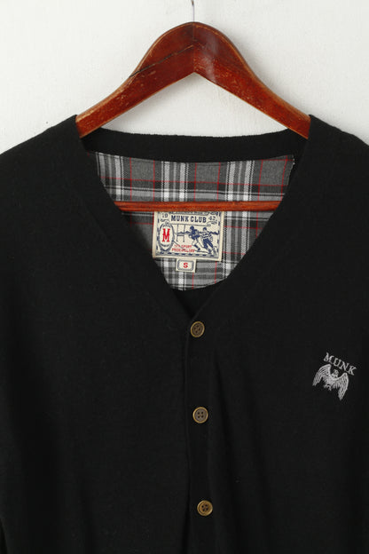 Cardigan da uomo Munk Club Maglione con toppe sportive in misto lana e nylon nero