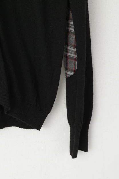 Munk Club Cardigan pour homme en laine noire et nylon mélangé avec patchs de sport de rugby