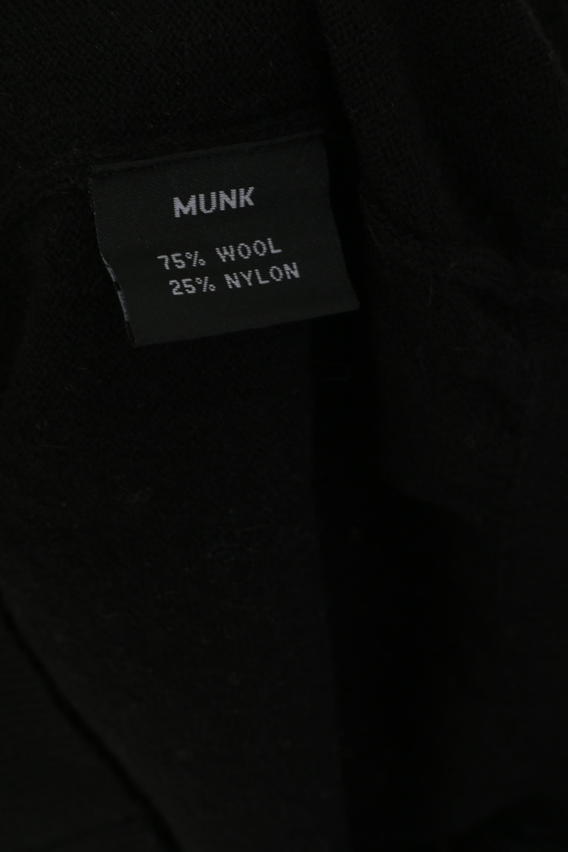 Munk Club Men S Cardigan Black Wool Nylon Blend Rugby Sport Patches Sweater