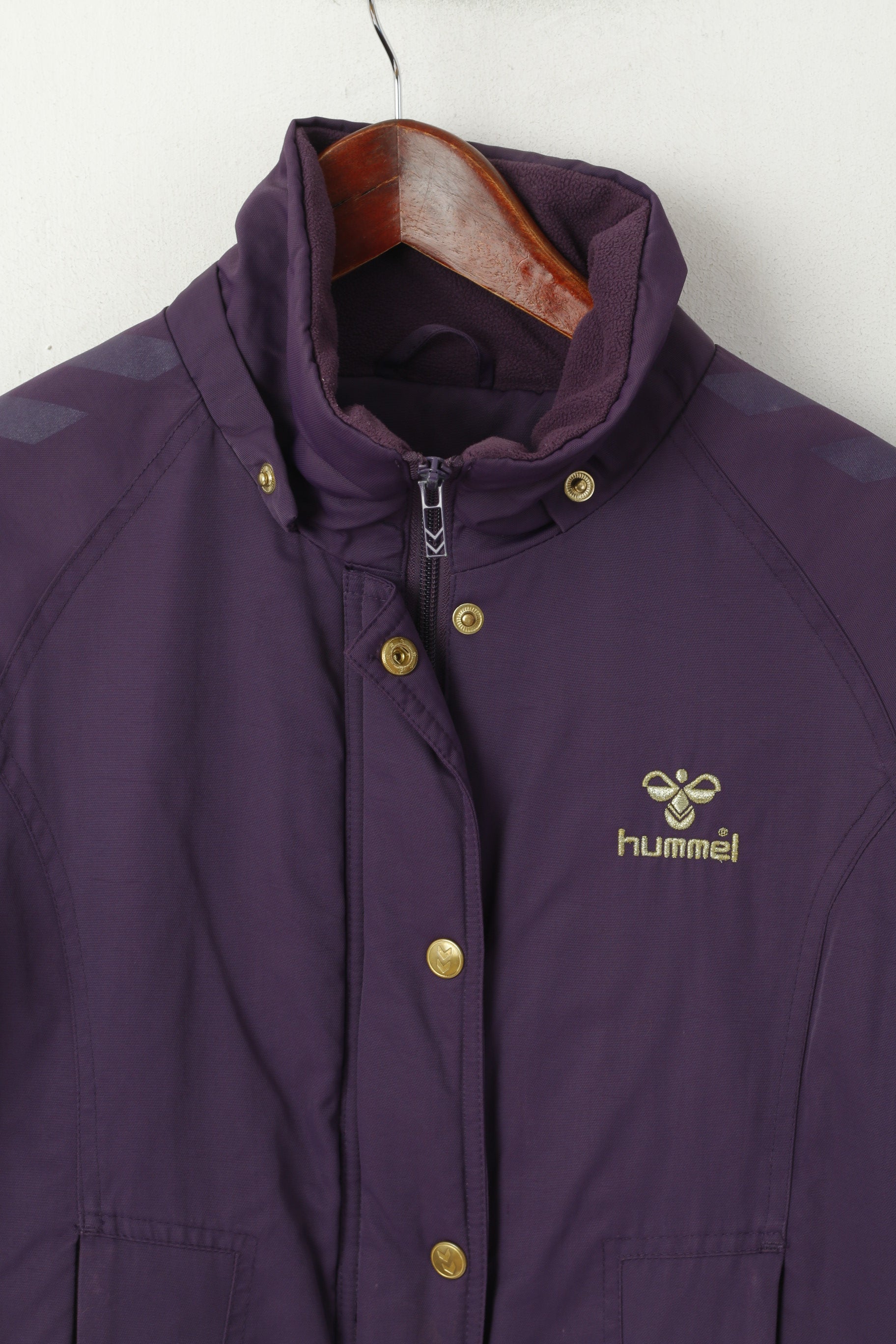 Hummel Youth Girls 176 Jacket Purple Nylon Waterproof Full Zipper Lined Bomber Top